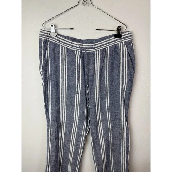 Old Navy Blue/White Striped Wide Leg Pants Women's Sz Large Casual Summer - Picture 2 of 7